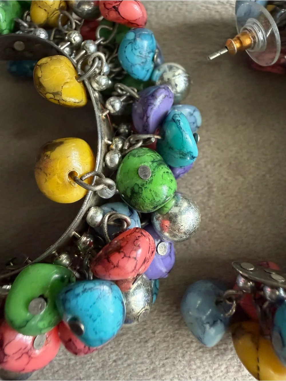 Colorful Multi-Stone Hoop Earrings – Vibrant Multicolor